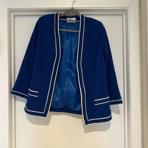 Chic Blue Blazer with White Trim